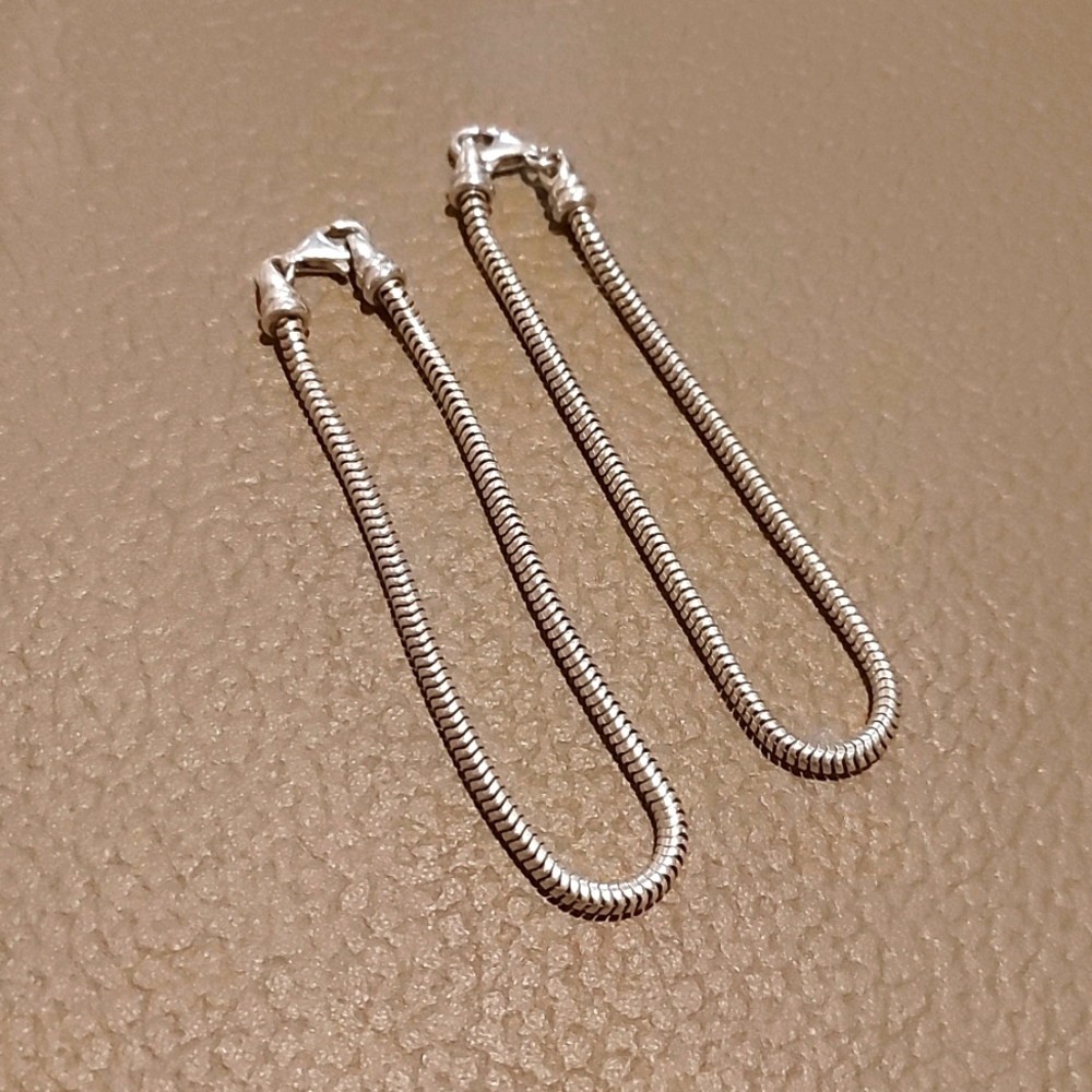 Sterling Silver Snake Chain Bracelet Pair - Silver Women Jewelry Bracelets